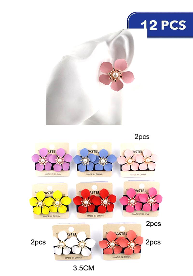 FASHION FLOWER STUD EARRING (12 UNITS)