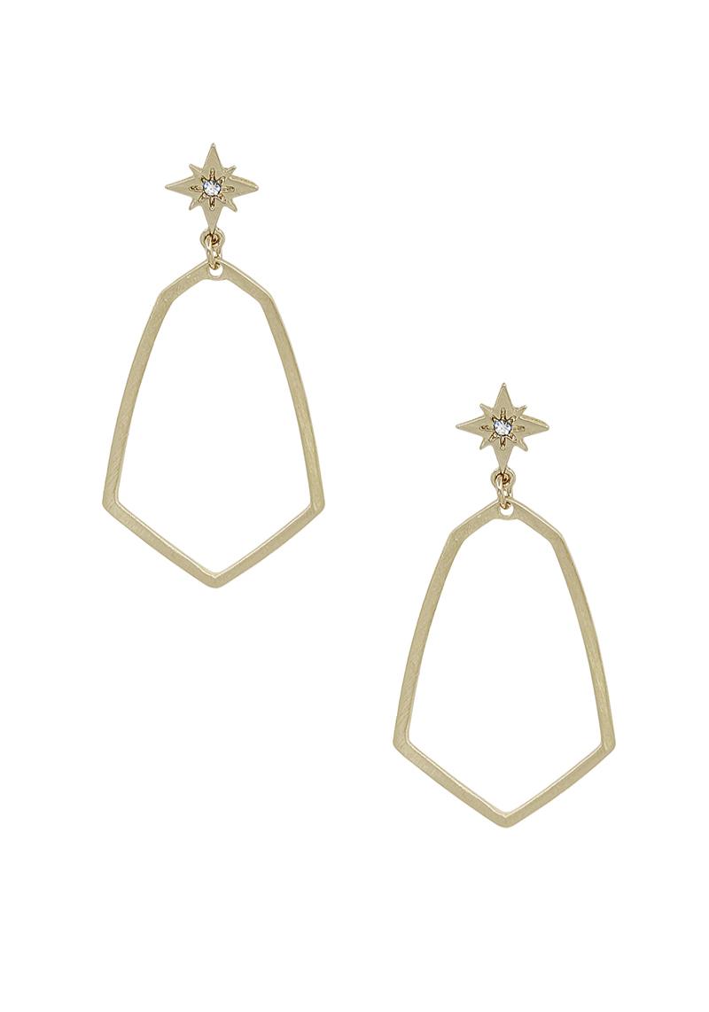 GEO SHAPE W/STAR PAVE POST EARRINGS