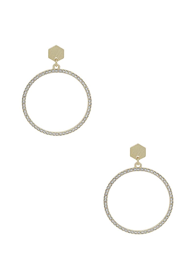 RHINESTONE CHIC OPEN CIRCLE DANGLE EARRING