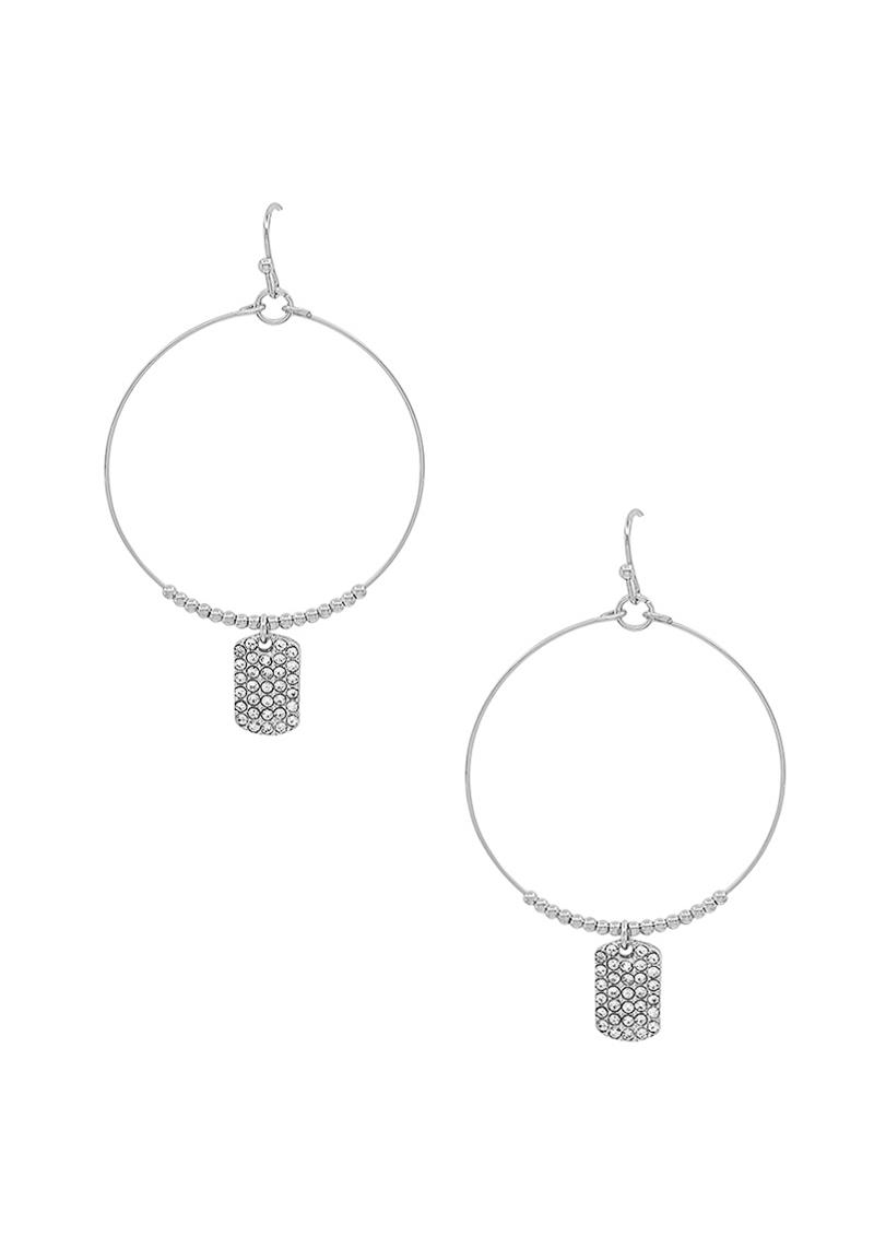 FASHION RHINESTONE DANGLE OPEN CIRCLE HOOP EARRING