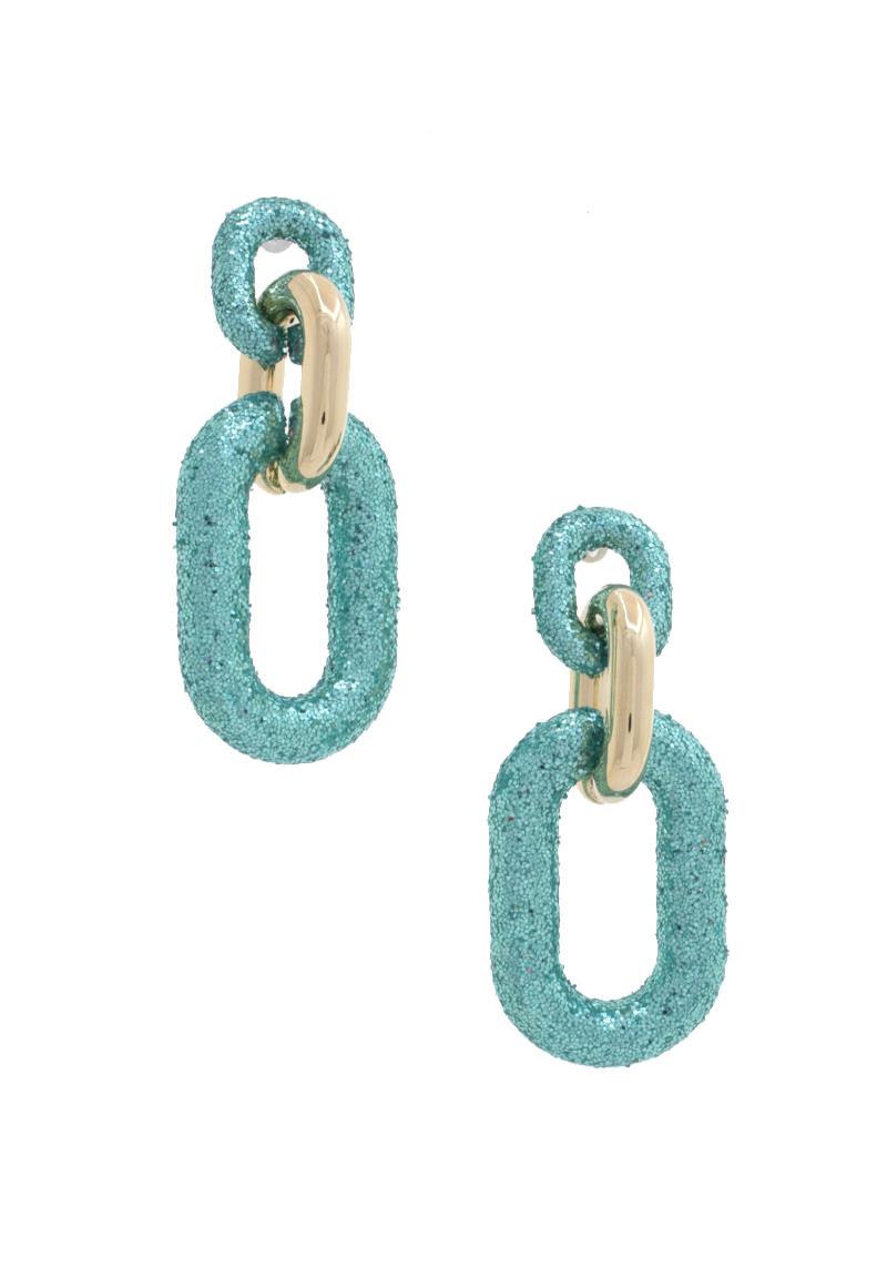 SODAJO GLITTER OVAL LINK EARRING