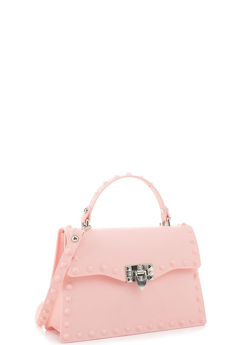 SMOOTH JELLY STUDDED BUCKLE HAND CROSSBODY BAG