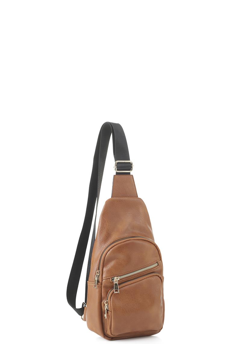 FASHION ZIPPER TRIANGULAR SHAPED CROSSBODY BAG