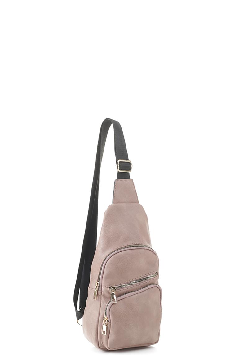 FASHION ZIPPER TRIANGULAR SHAPED CROSSBODY BAG