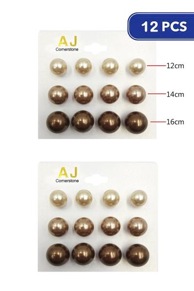 FASHION PEARL STUD EARRING 6 PAIR SET (12 UNITS)