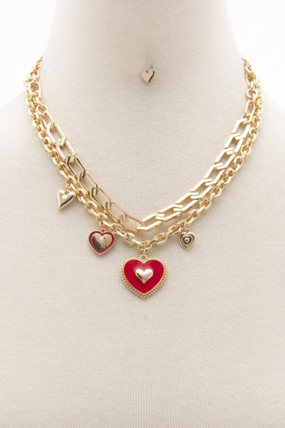 HEART CHARM LAYERED NECKLACE