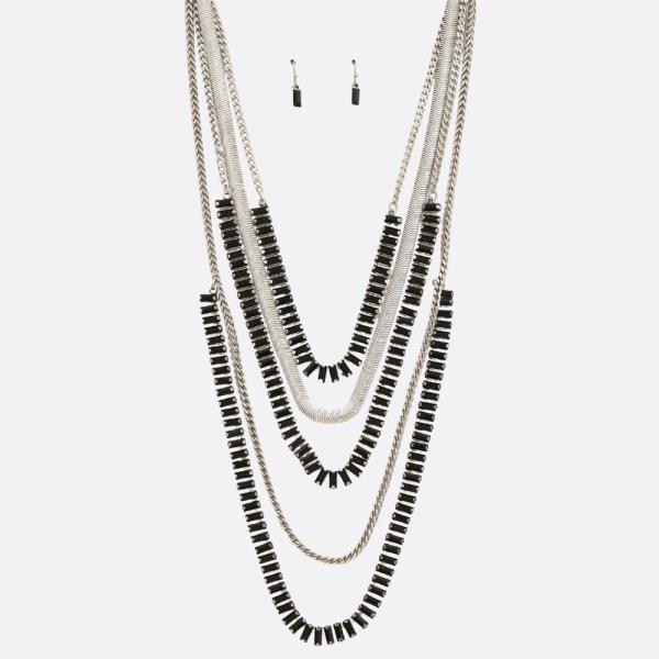 RODEO WESTERN CRYSTAL FLAT SNAKE CHAIN LAYERED NECKLACE