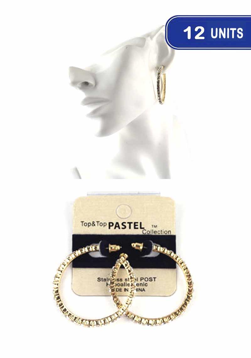 FASHION RHINESTONE HOOP EARRING (12 UNITS)