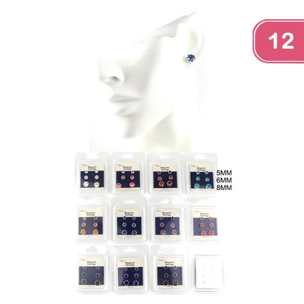 FASHION RHINESTONE MAGNETIC EARRING (12 UNITS)