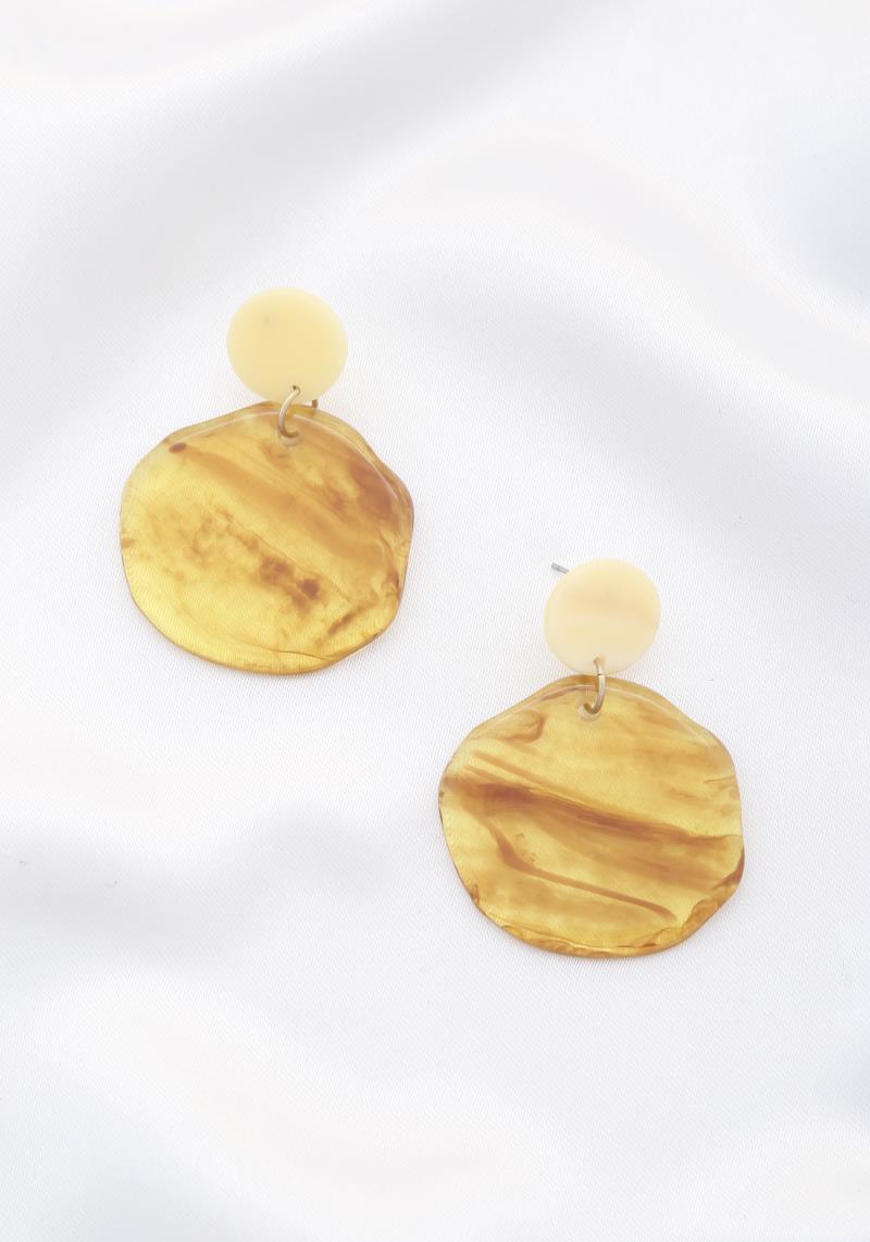 MARBLE PATTERN ROUND DANGLE EARRING