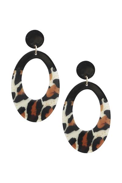 STYLISH OVAL ANIMAL PRINT EARRING