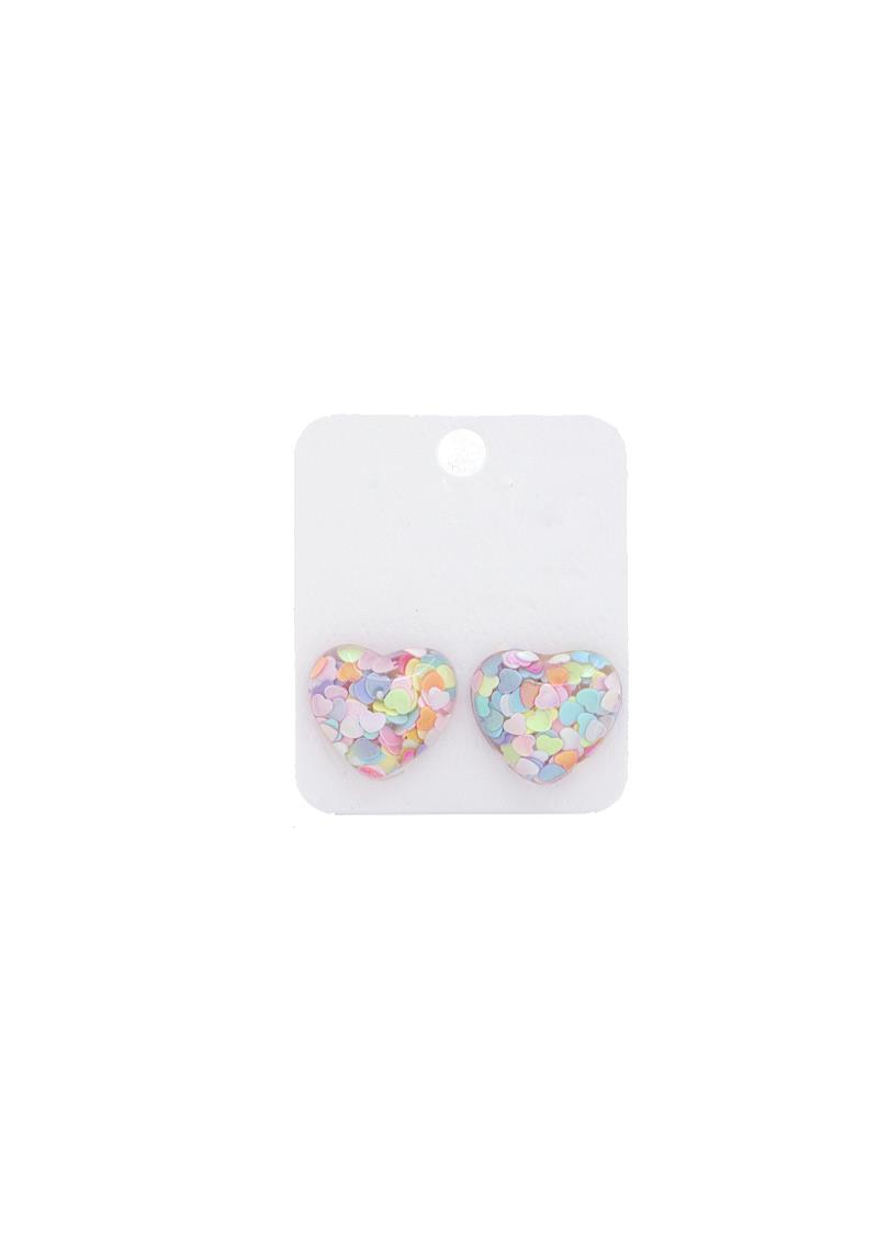 HEART CONFETTI ENCAPSULATED RESIN EARRING
