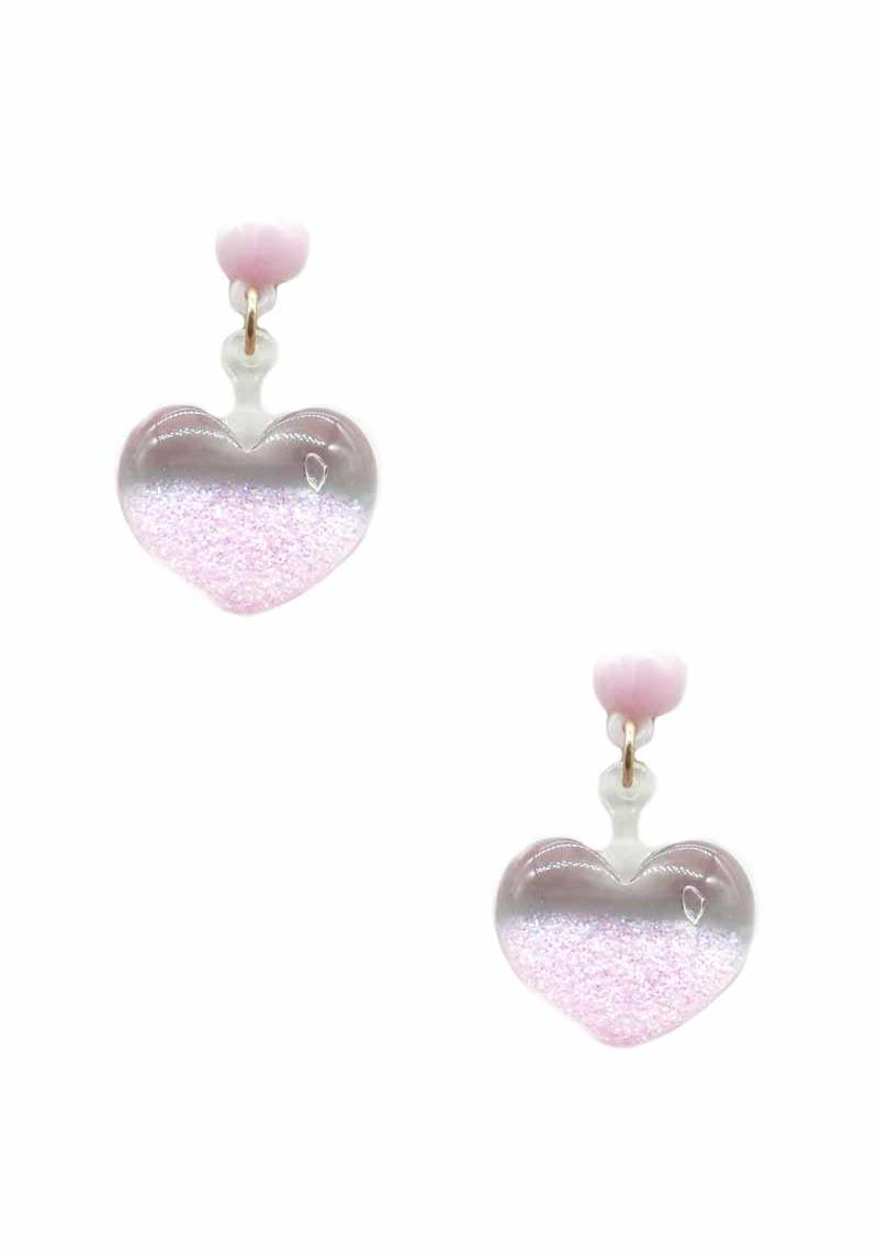 CLEAR HEART DANGLE EARRING