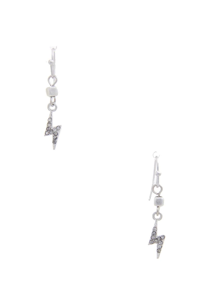 RHINESTONE LIGHTING BOLT CHARM DROP EARRING
