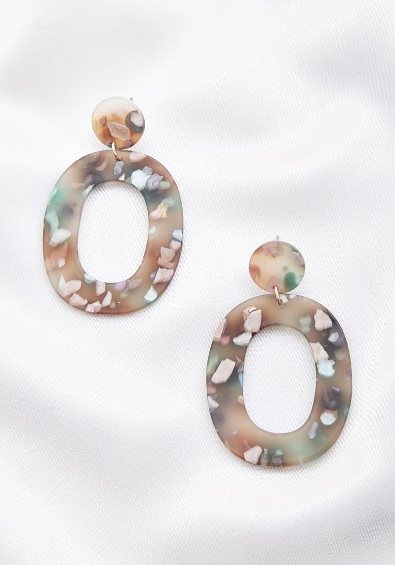 ACETATE OVAL POST DROP EARRING