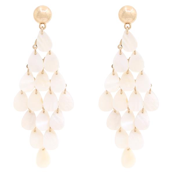 MOTHER-OF-PEARL STYLE LAYERED TEARDROP DANGLE EARRING