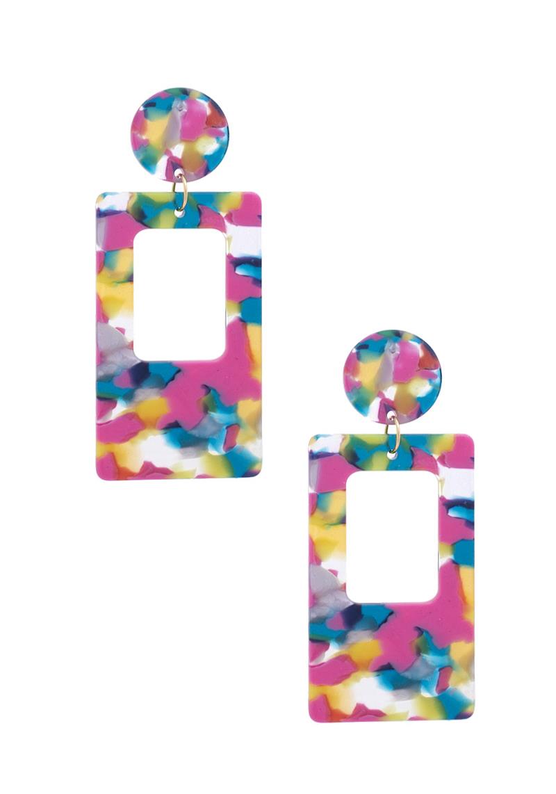 ACETATE RECTANGLE POST DROP EARRING