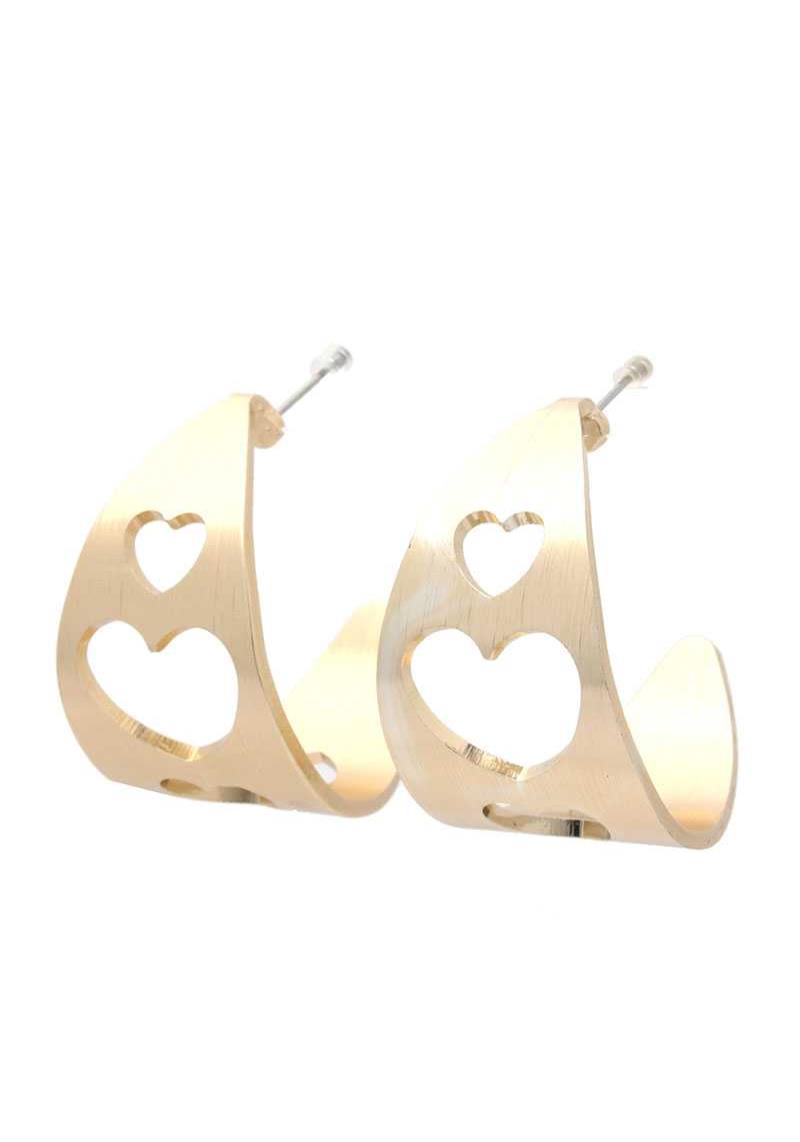 CUT OUT HEART SHAPE OPEN CIRCLE DROP EARRING