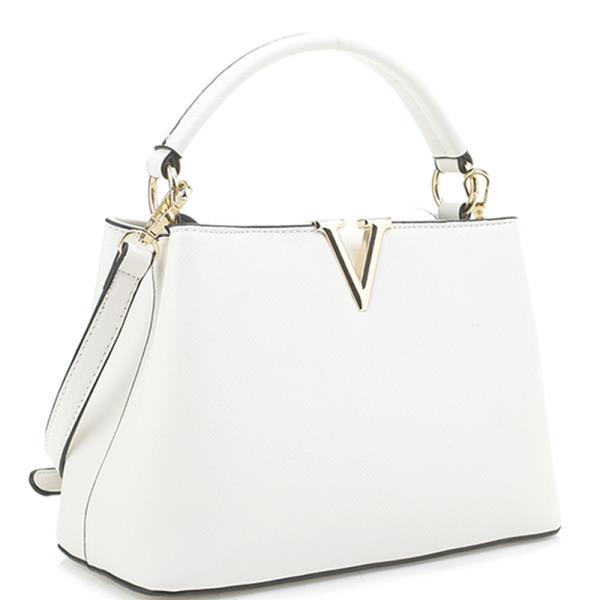 SMOOTH V METAL PLAIN SATCHEL BAG