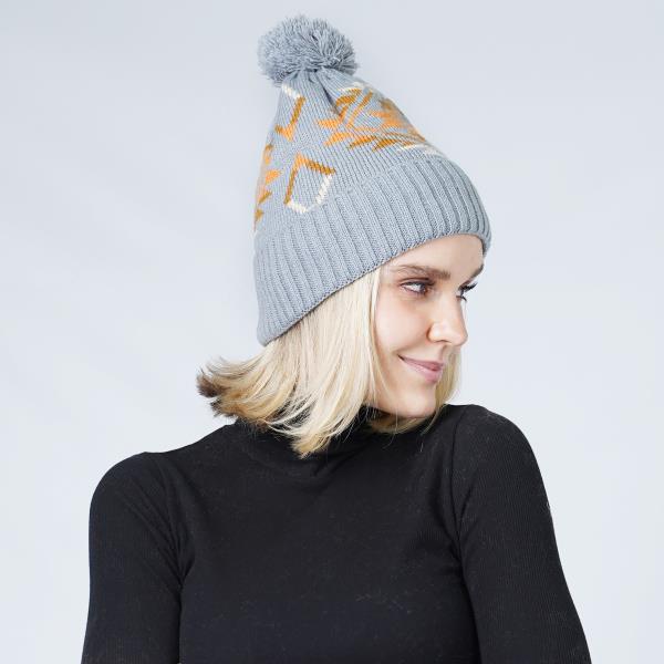 FASHION AZTEC PATTERN BEANIES WITH POM POM