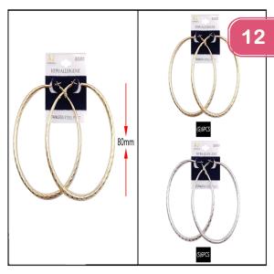 FASHION SMOOTH DESIGN HOOP 80MM EARRING (12 UNITS)