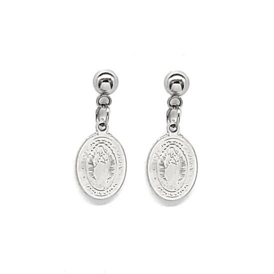 RELIGIOUS OVAL CHARM DANGLE EARRING