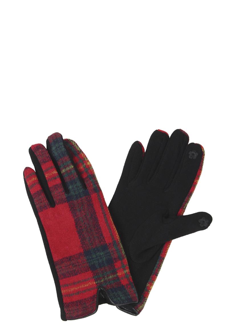 SMART TOUCH PLAID TWO TONE GLOVES