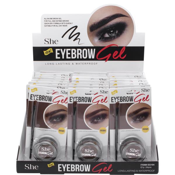 SHE LONG LASTING AND WATERPROOF EYEBROW GEL (24 UNITS)