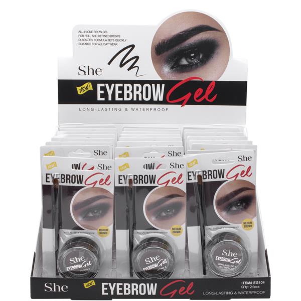 SHE LONG LASTING AND WATERPROOF EYEBROW GEL (24 UNITS)