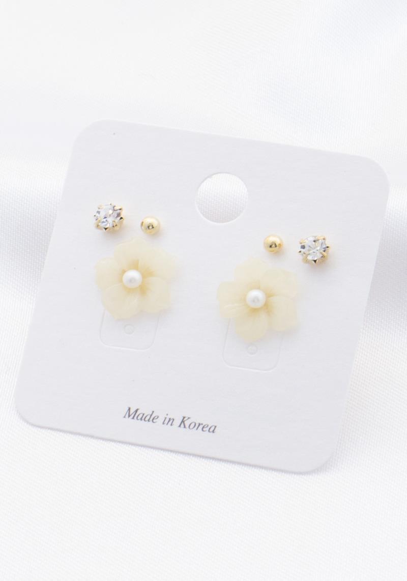 FLOWER CRYSTAL EARRING SET