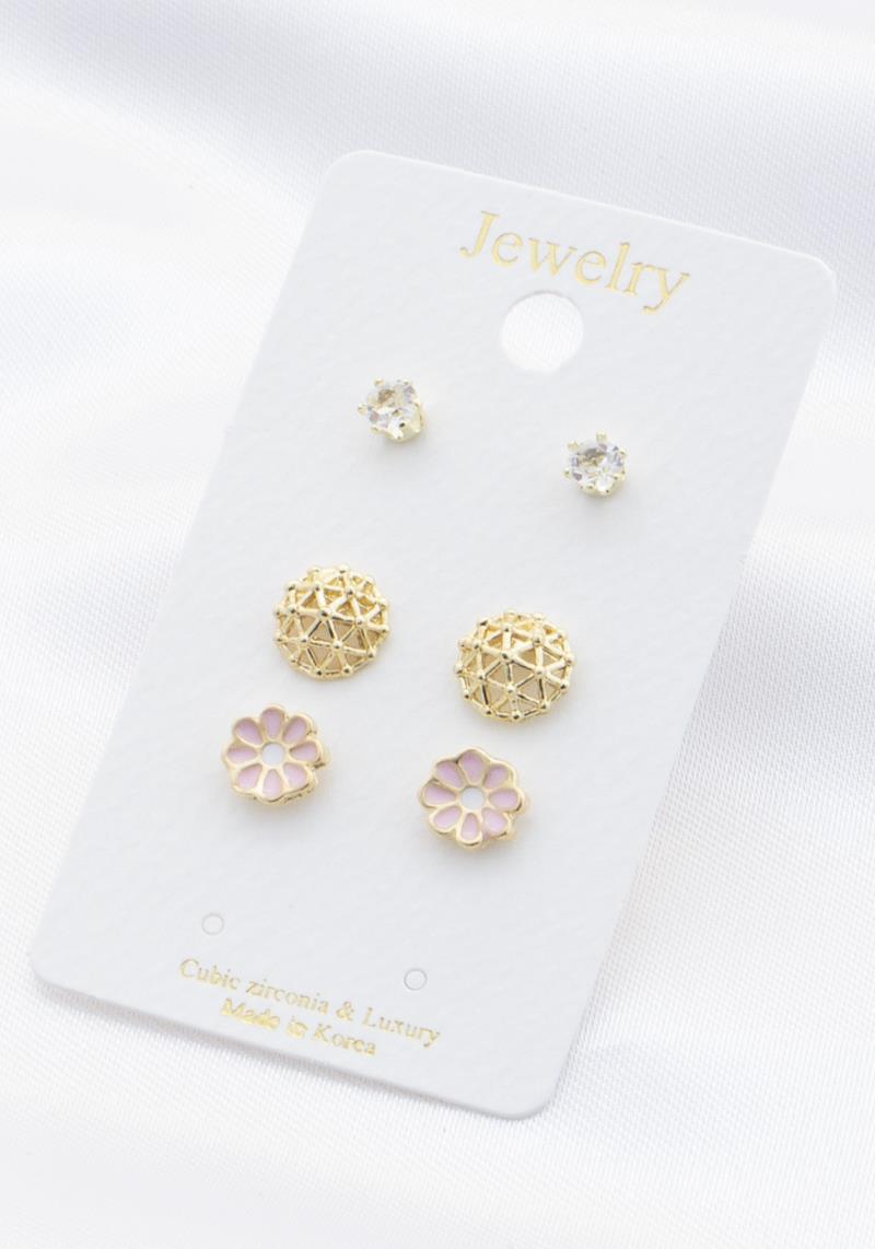 FLOWER STUD EARRING SET