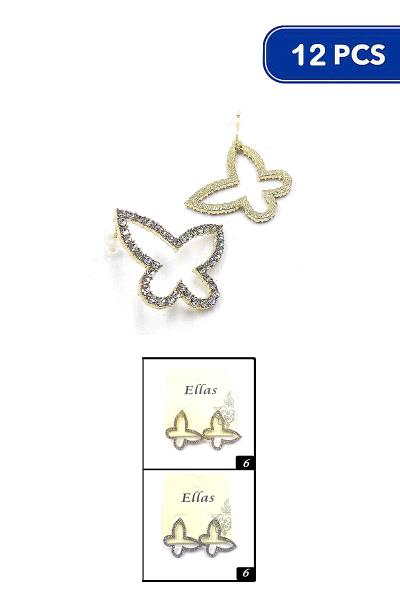 RHINESTONE BUTTERFLY SHAPE EARRING (12 UNITS)