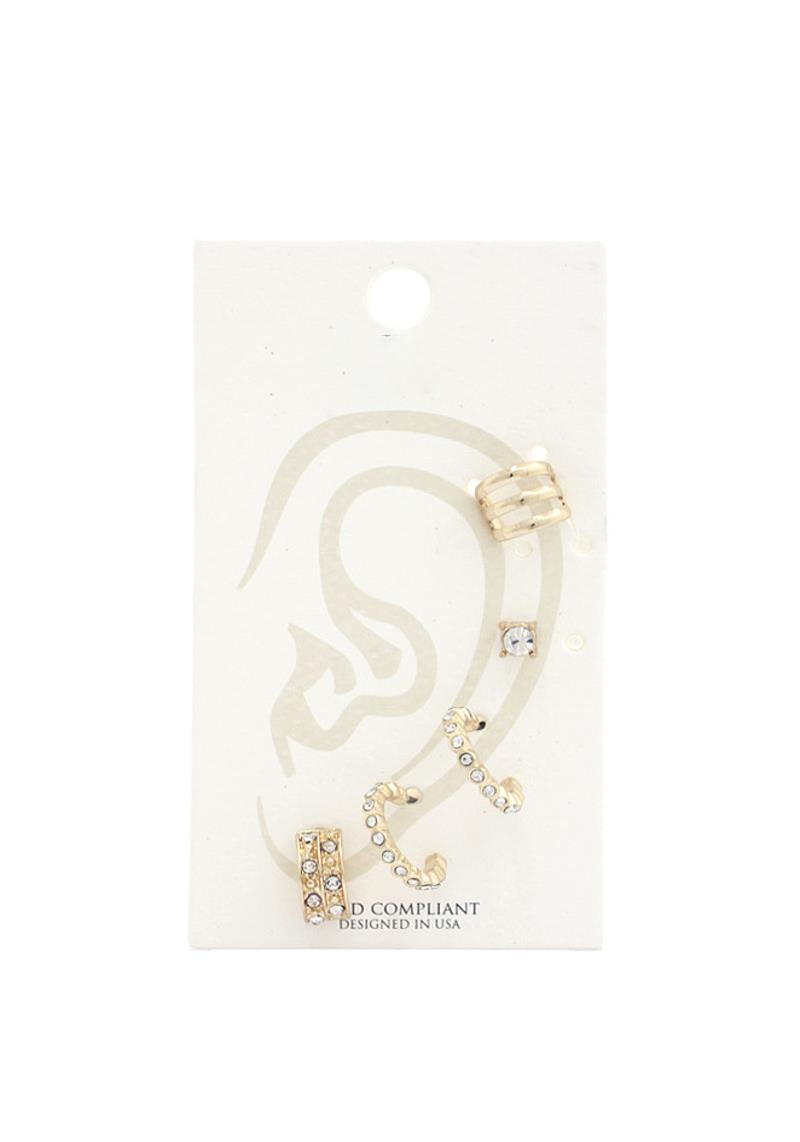 MINI OPEN CIRCLE RHINESTONE EARRING SET