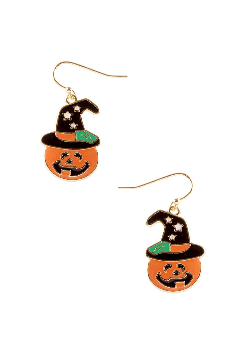 CHRISTMAS PUMPKIN WITCH EARRING