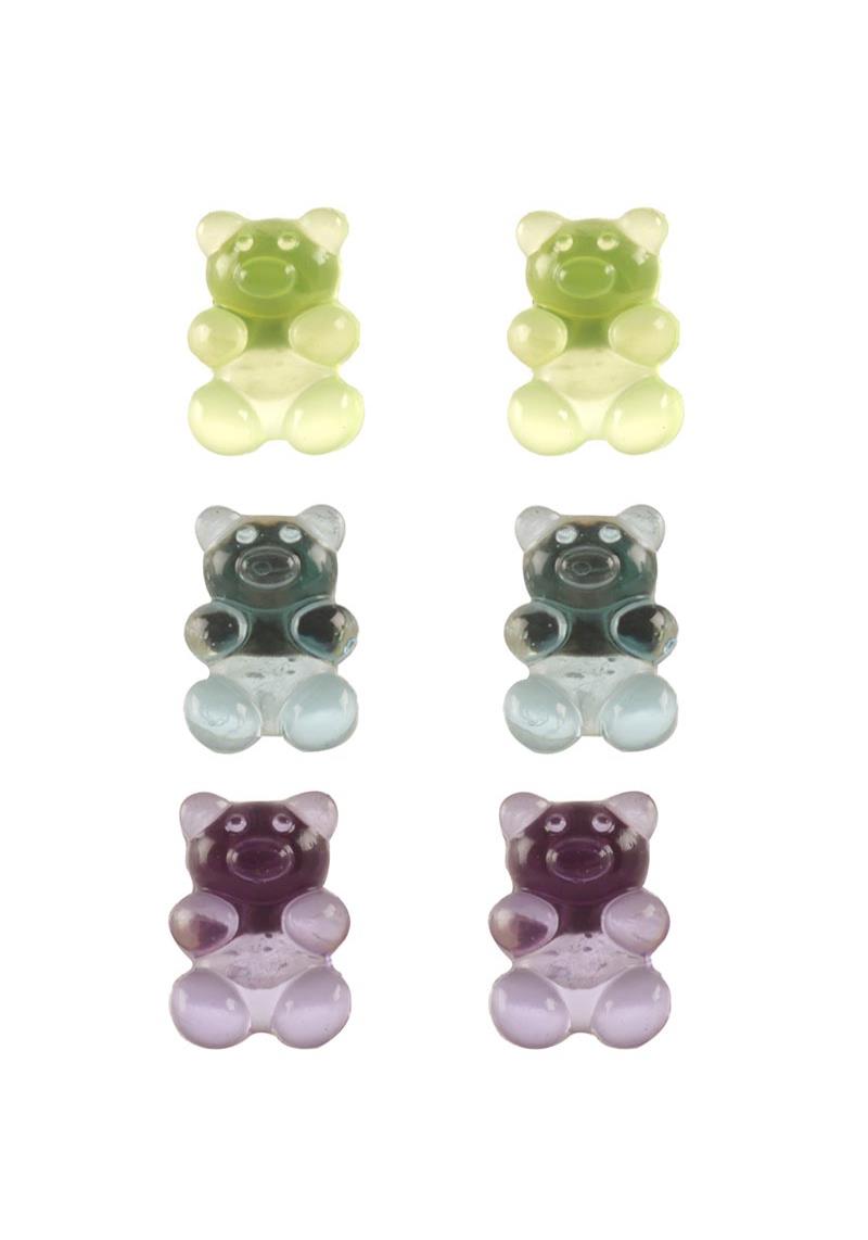 GUMMY BEAR STUD EARRING 3 PAIR SET