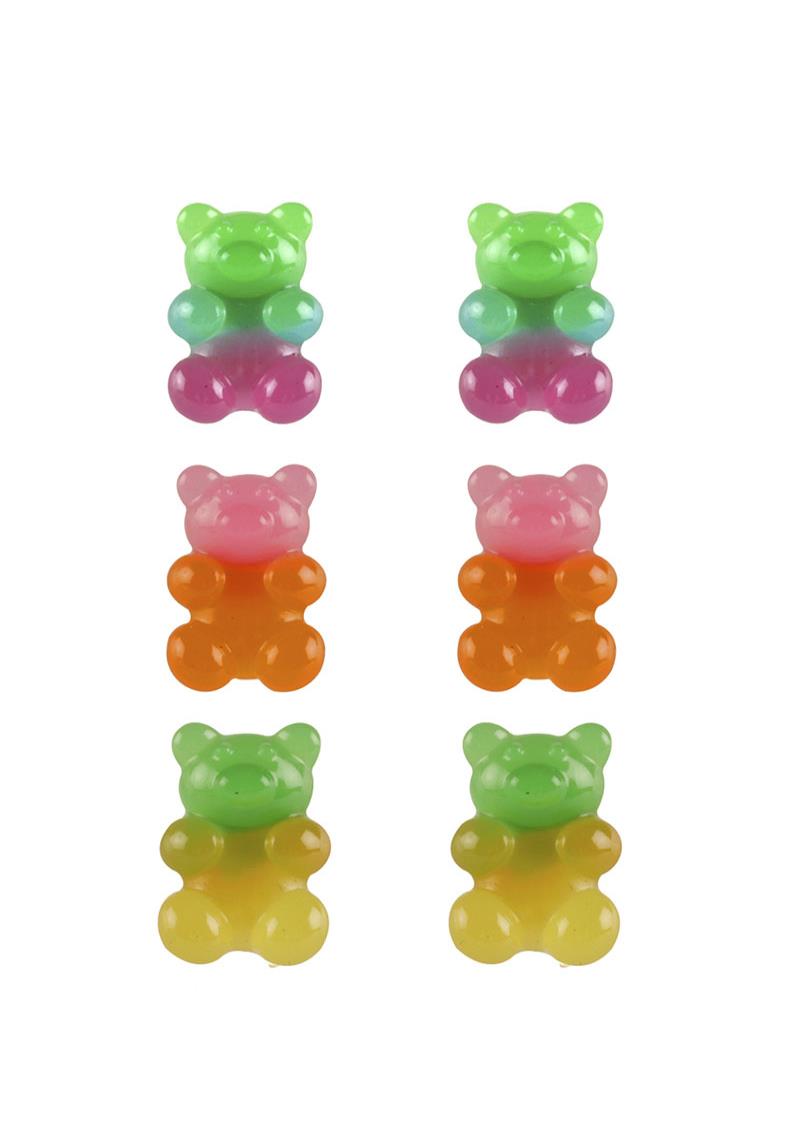 GUMMY BEAR STUD EARRING 3 PAIR SET