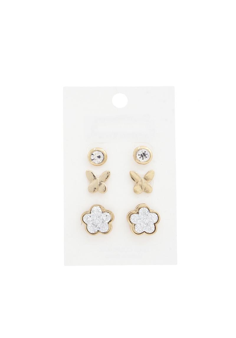 FLOWER BUTTERFLY ASSORTED EARRING SET