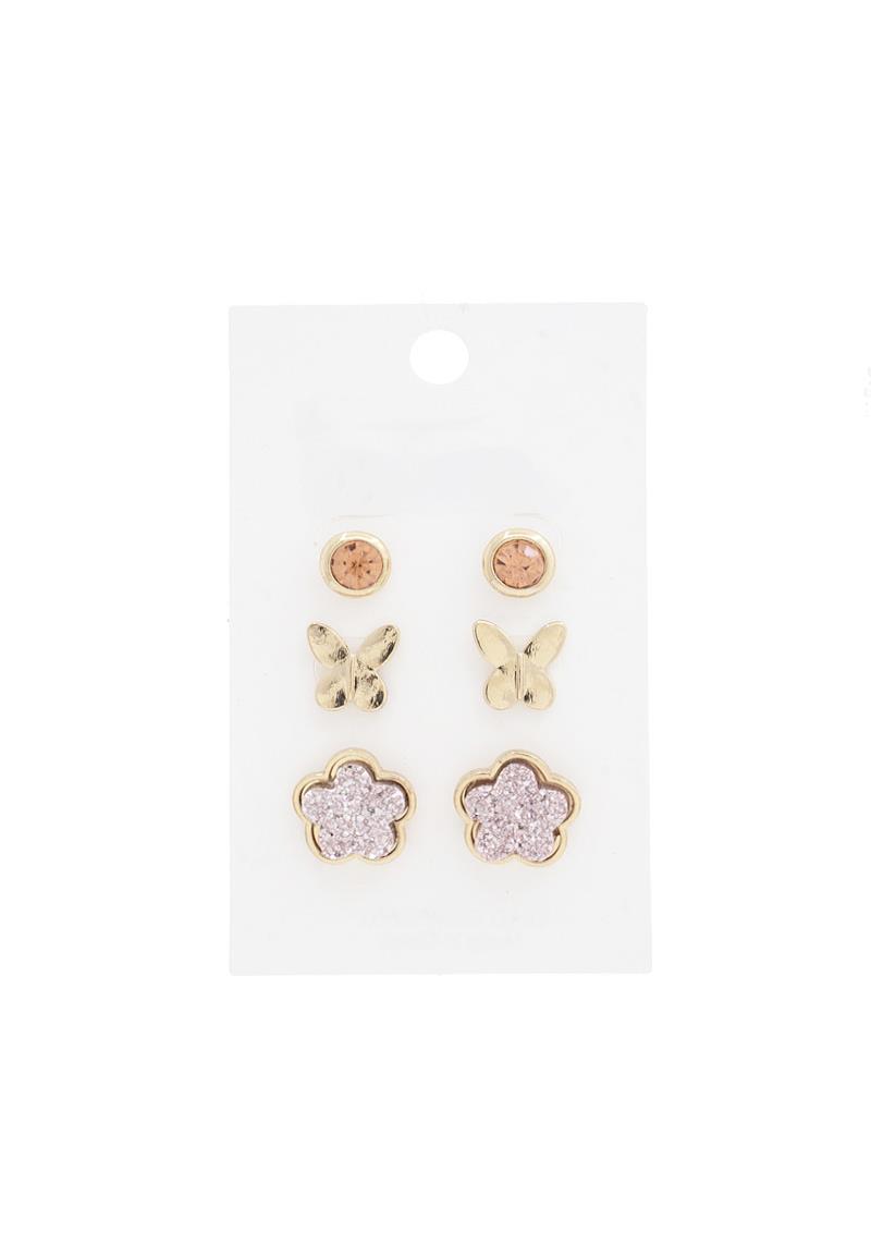 FLOWER BUTTERFLY ASSORTED EARRING SET