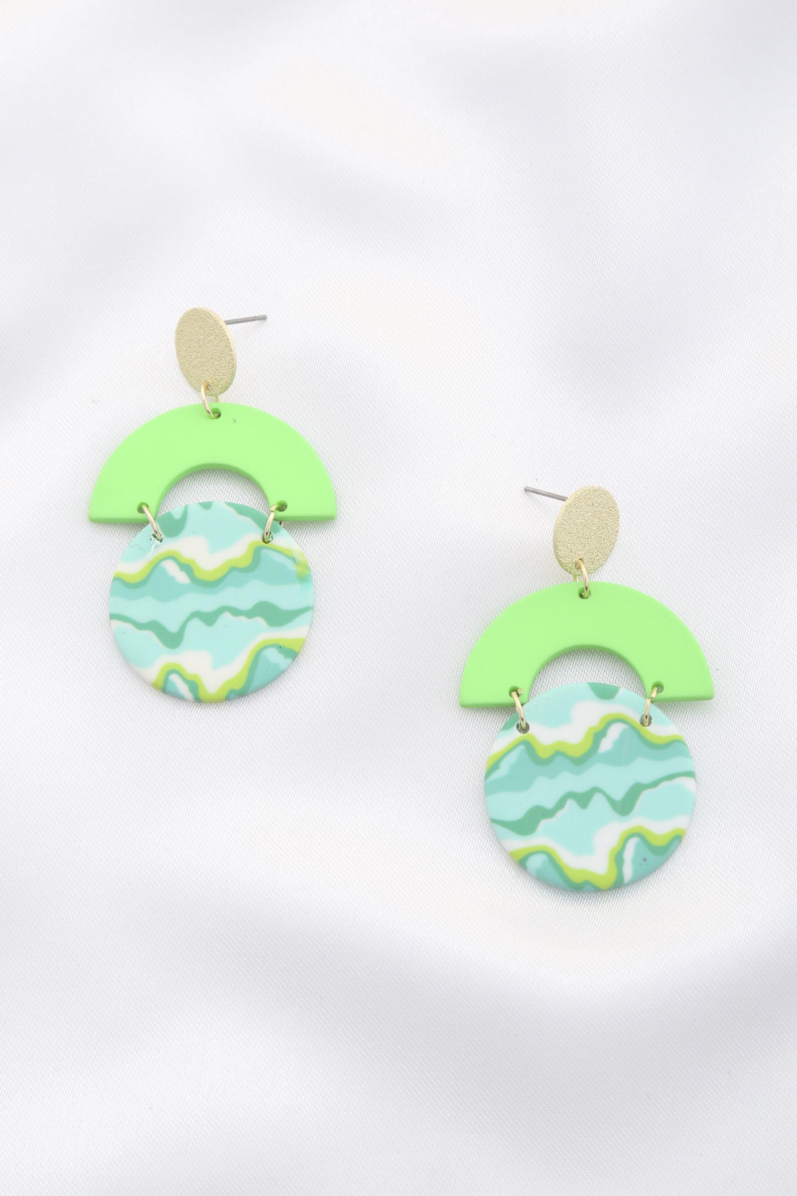 MARBLE PATTERN GEOMETIC SHAPE EARRING