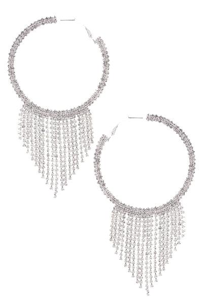 RHINESTONE EDGE DANGLE HOOP EARRING