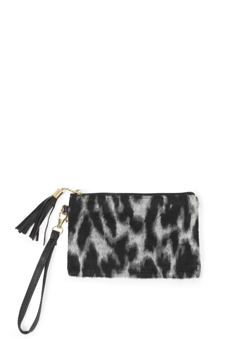 LEOPARD PRINT POUCH BAG W.WRISTLET