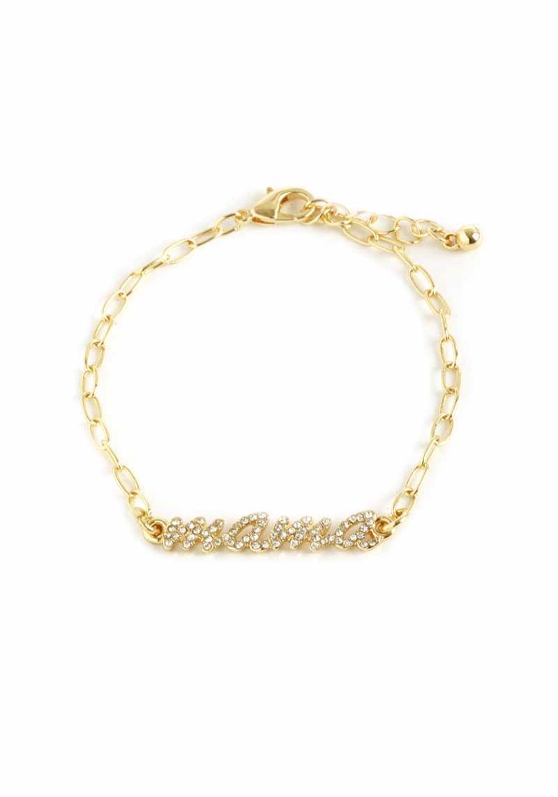 METAL RHINESTONE MAMA LETTER BRACELET
