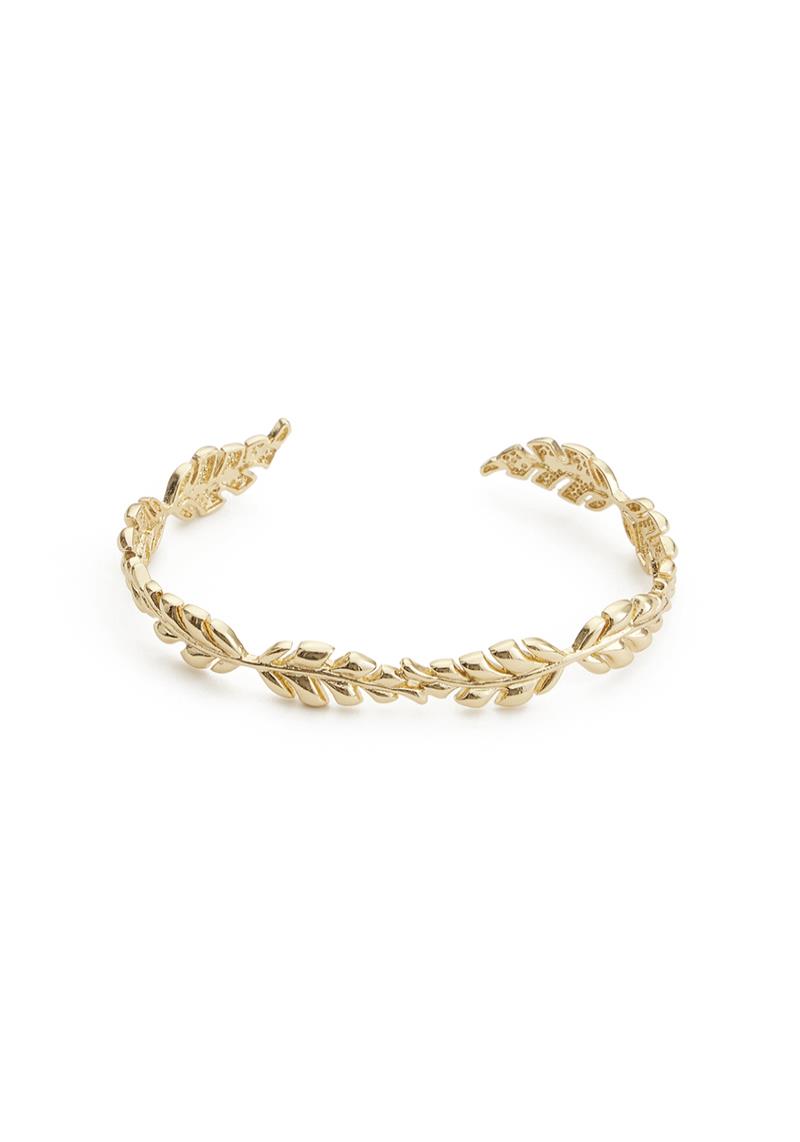 FASHION LEAFY METAL OPEN CUFF BRACELET