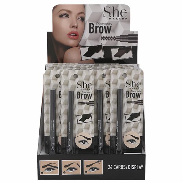 AUTO EYEBROW PENCIL WITH BRUSH 24 PCS