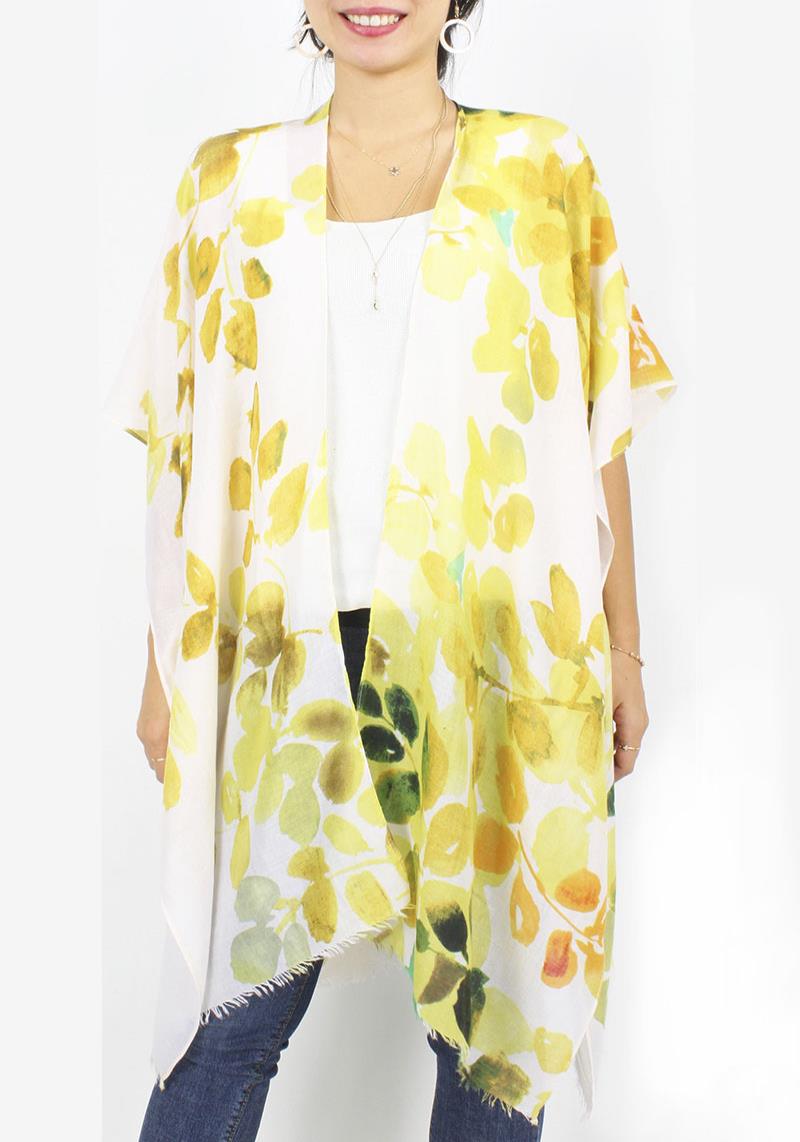 LIGHT LEAF FLOWER PAINT KIMONO