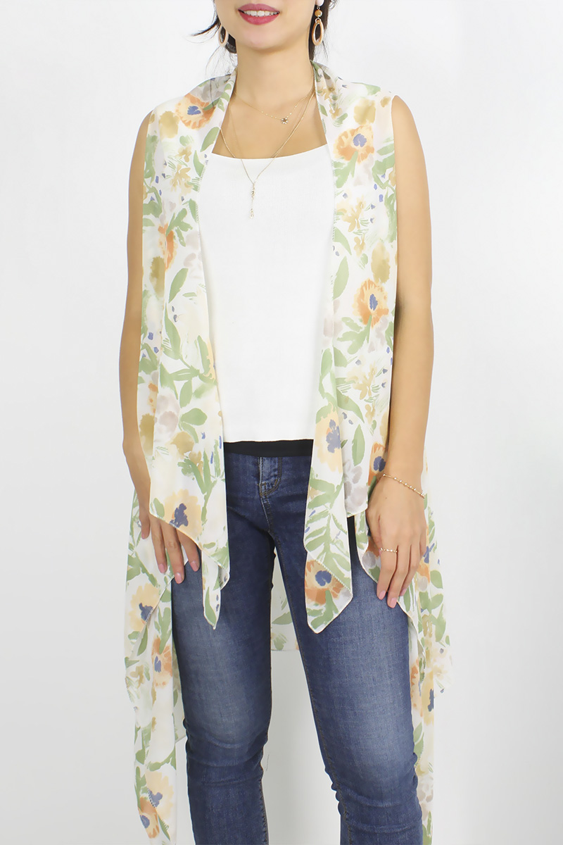 FLOWER PRINT VEST/COVER-UPS