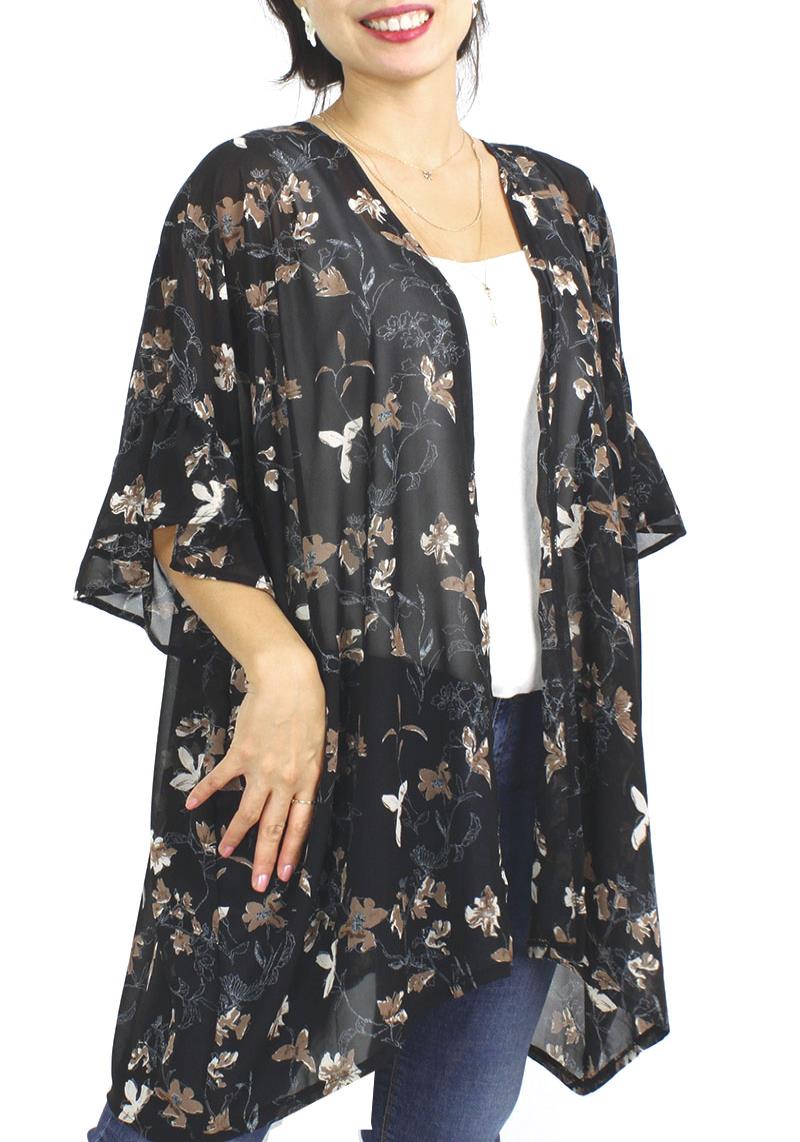 FALLEN FLOWER LIKE PRINT KIMONO