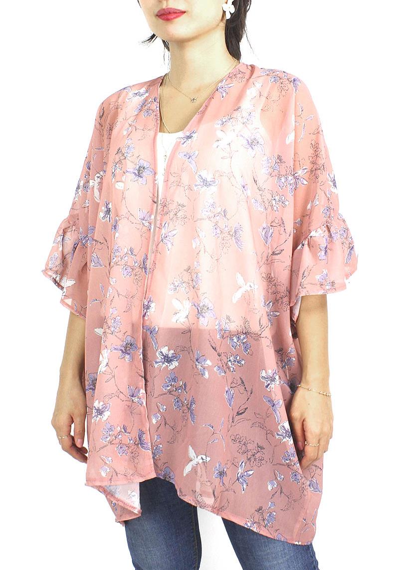 FALLEN FLOWER LIKE PRINT KIMONO