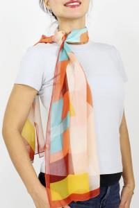 GEOMETRIC PRINT CHIFFON SCARF