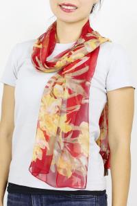 FLOWER PRINT CHIFFON SCARF